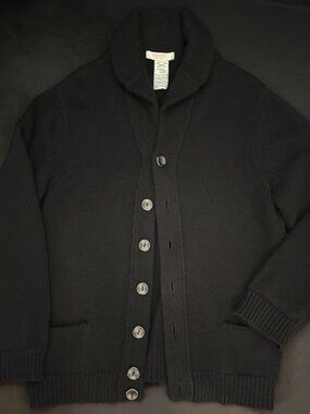 RARE Frette Men’s Black 100% Cashmere Shawl-Collar Button Cardigan / L